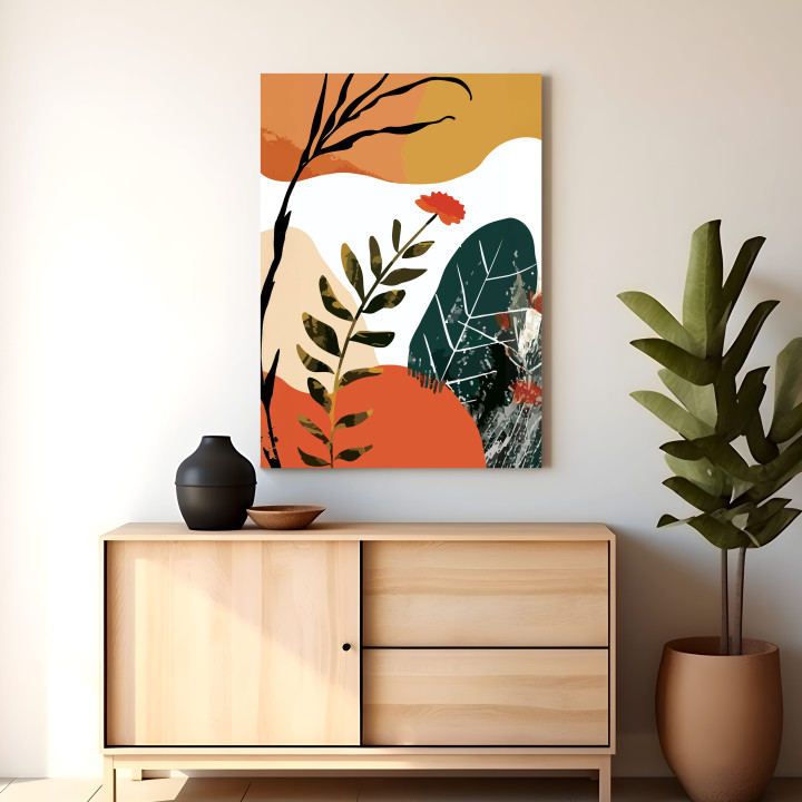 Modern Abstract Botanical Canvas Print | Warm Tones Wall Art for Living Room & Bedroom 24